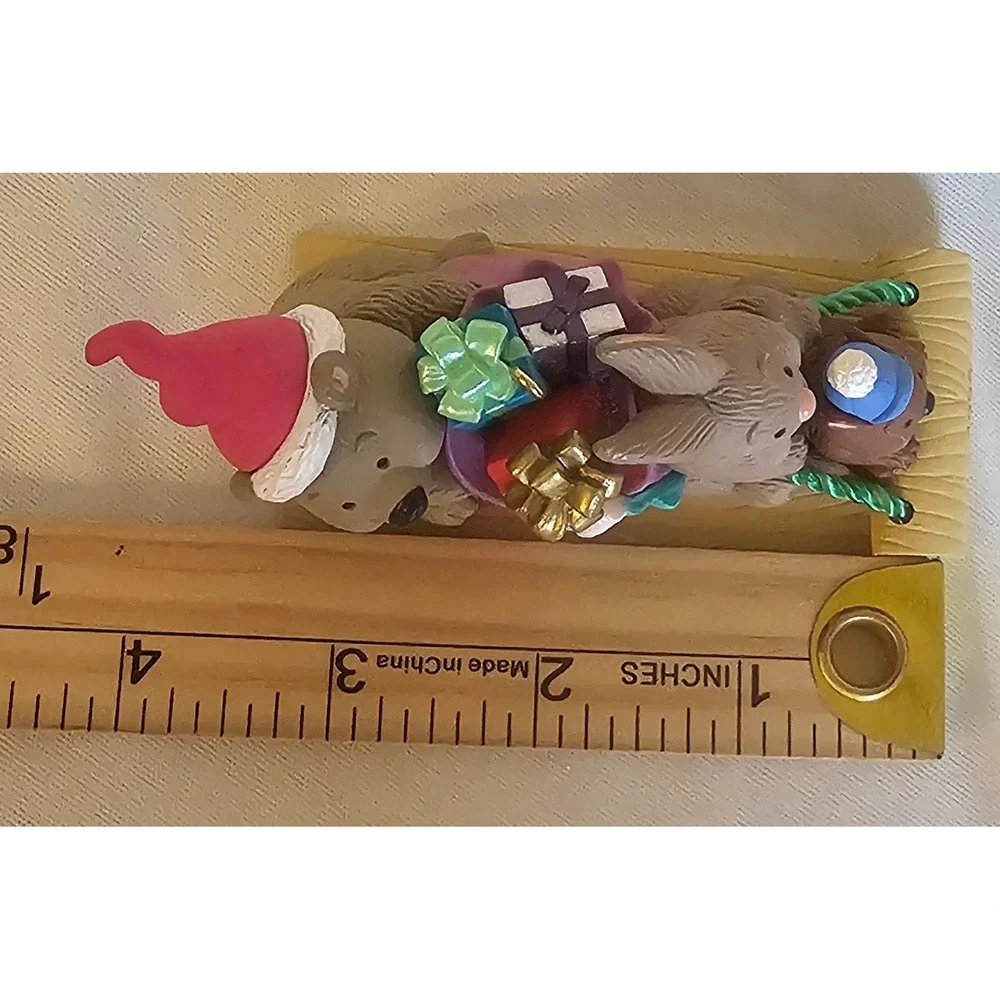 VTG Hallmark Keepsake Ornament 1996 Multicolor Bear Bunny Beaver Sledding